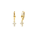 La Vie Parisienne-Tiny Crystal Cross Hooks-Earrings-Blue Ruby Jewellery-Vancouver Canada