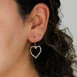 Baguette Heart Open Hooks 14k Gold Plated, White Crystal