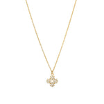 Pave Clover Necklace 14k Gold Plated, White Crystal