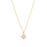 Pave Clover Necklace 14k Gold Plated, White Crystal