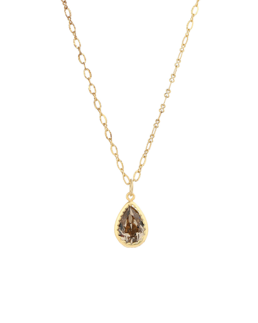 La Vie Parisienne-Teardrop Bezel Necklace-Necklaces-14k Gold Plated, Black Diamond Crystal-Blue Ruby Jewellery-Vancouver Canada