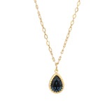 La Vie Parisienne-Teardrop Bezel Necklace-Necklaces-14k Gold Plated, Midnight Crystal-Blue Ruby Jewellery-Vancouver Canada