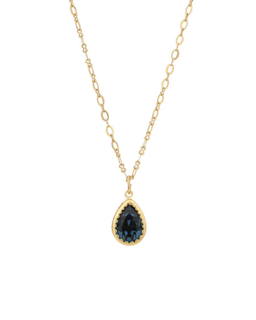 La Vie Parisienne-Teardrop Bezel Necklace-Necklaces-14k Gold Plated, Midnight Crystal-Blue Ruby Jewellery-Vancouver Canada