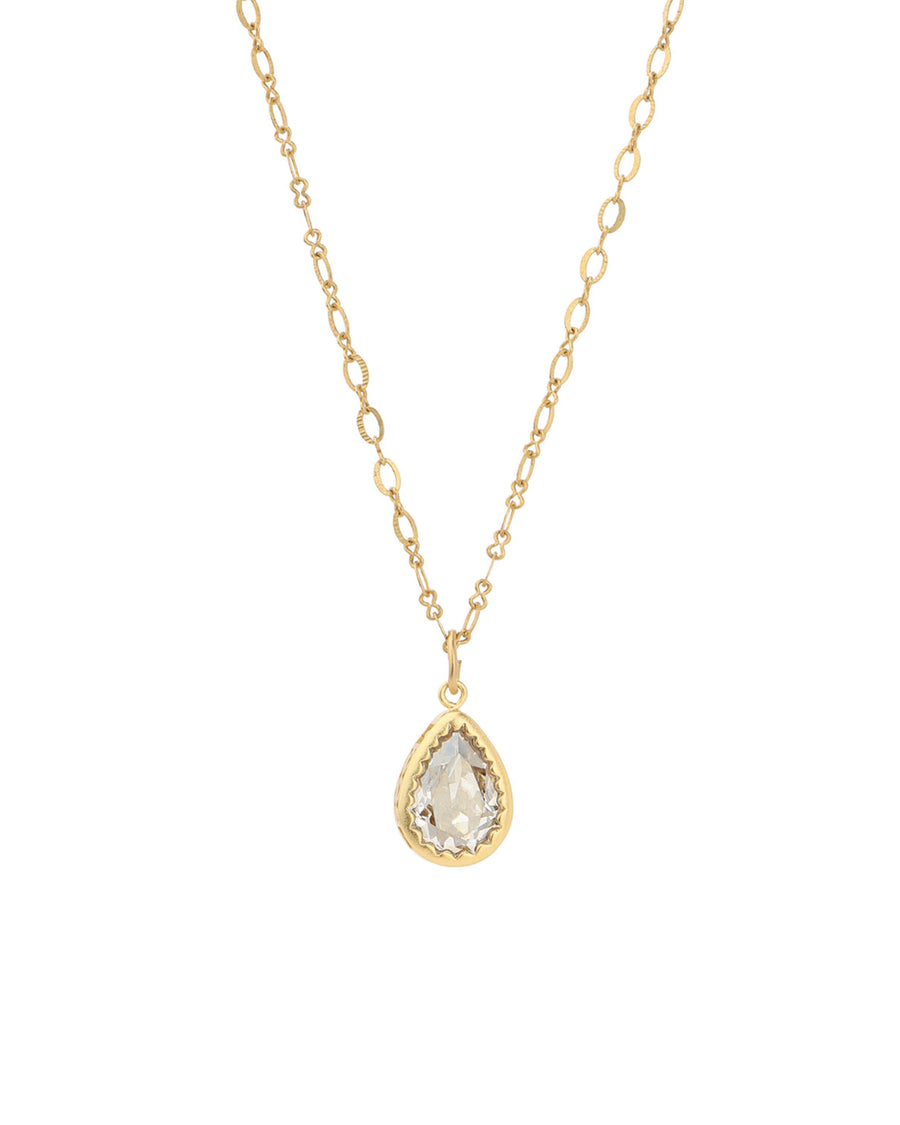 La Vie Parisienne-Teardrop Bezel Necklace-Necklaces-14k Gold Plated, Shade Crystal-Blue Ruby Jewellery-Vancouver Canada