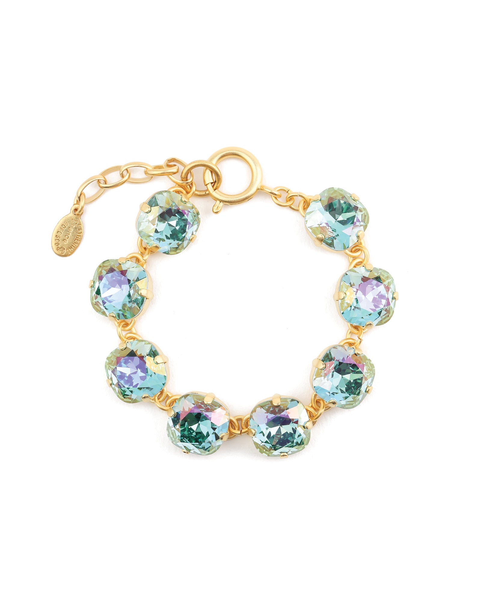 Crystal Bracelet | 12mm 14k Gold Plated, Smokey Sapphire Crystal