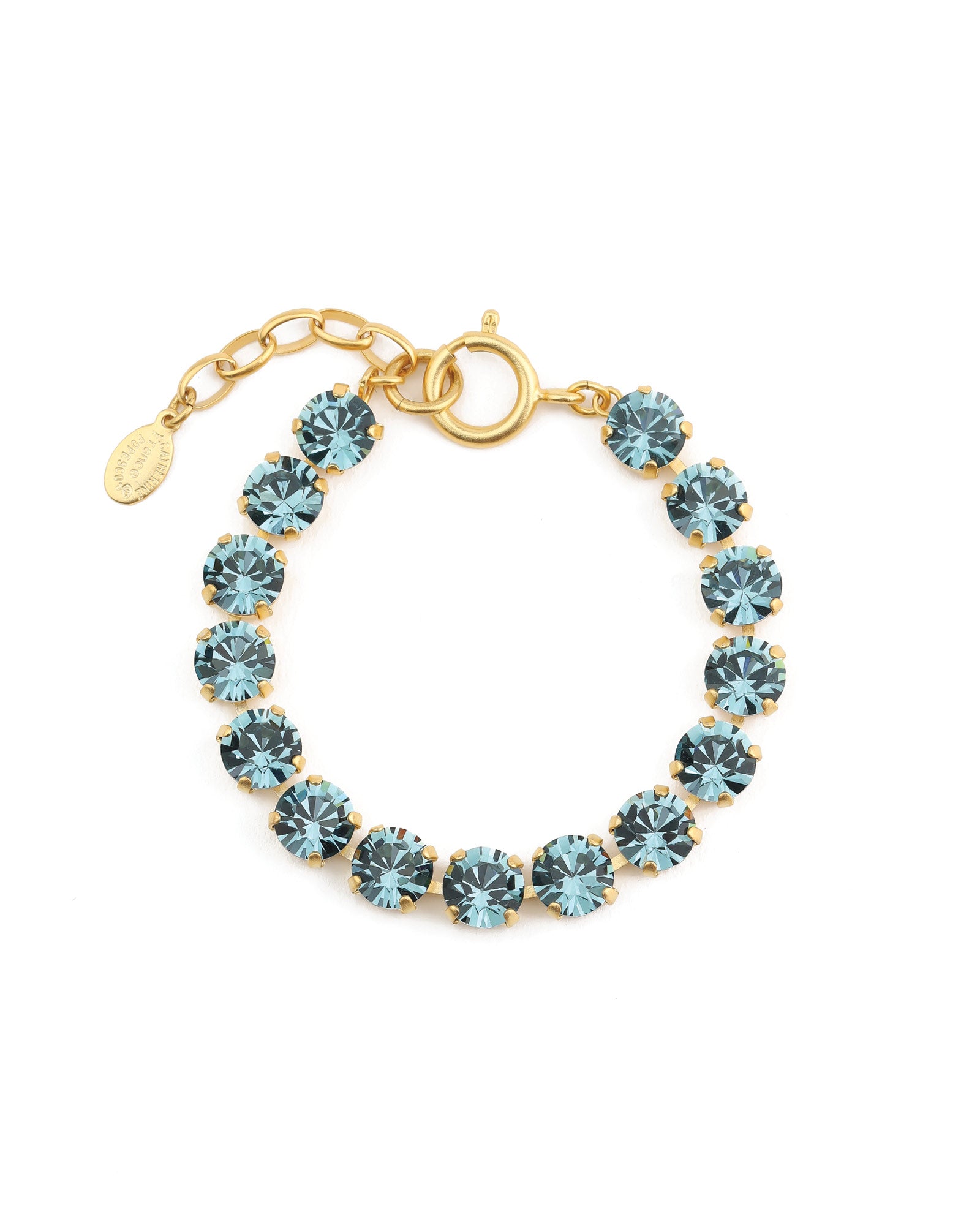 Crystal Bracelet | 8mm 14k Gold Plated, Indian Sapphire Crystal