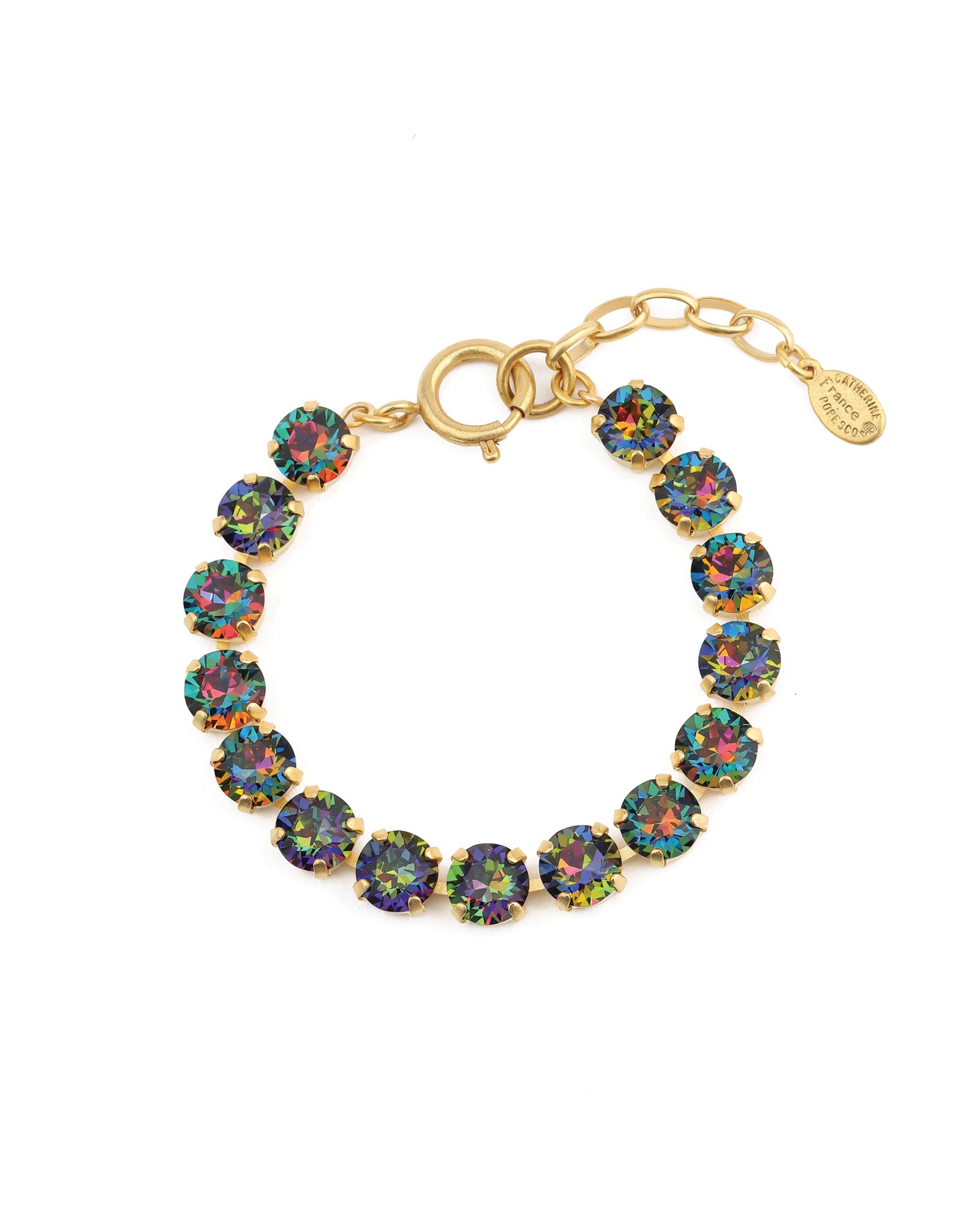 Crystal Bracelet | 8mm 14k Gold Plated, Medium Vitrail Crystal