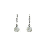 La Vie Parisienne-Round Crystal Hooks | 8mm-Earrings-Silver Plated, Serene Grey Crystal-Blue Ruby Jewellery-Vancouver Canada