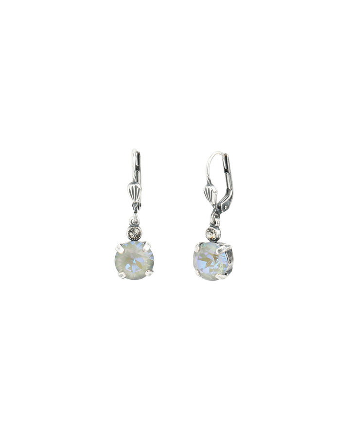 La Vie Parisienne-Round Crystal Hooks | 8mm-Earrings-Silver Plated, Serene Grey Crystal-Blue Ruby Jewellery-Vancouver Canada
