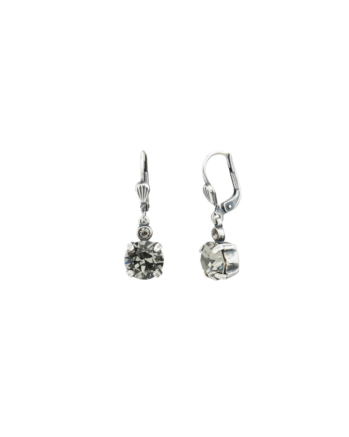 La Vie Parisienne-Round Crystal Hooks | 8mm-Earrings-Silver Plated, Black Diamond Crystal-Blue Ruby Jewellery-Vancouver Canada
