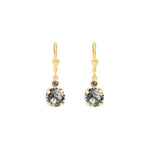 La Vie Parisienne-Round Crystal Hooks | 8mm-Earrings-14k Gold Plated, Black Diamond Crystal-Blue Ruby Jewellery-Vancouver Canada