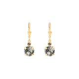 La Vie Parisienne-Round Crystal Hooks | 8mm-Earrings-14k Gold Plated, Black Diamond Crystal-Blue Ruby Jewellery-Vancouver Canada