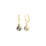 La Vie Parisienne-Round Crystal Hooks | 8mm-Earrings-14k Gold Plated, Black Diamond Crystal-Blue Ruby Jewellery-Vancouver Canada