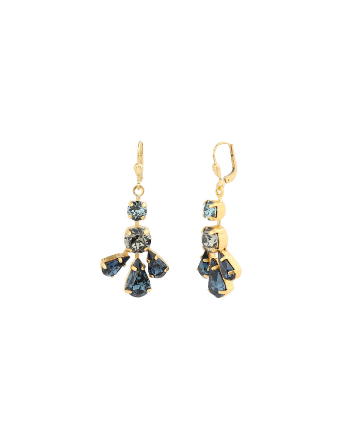 La Vie Parisienne-Chandelier Hooks-Earrings-14k Gold Plated, Midnight Crystal-Blue Ruby Jewellery-Vancouver Canada