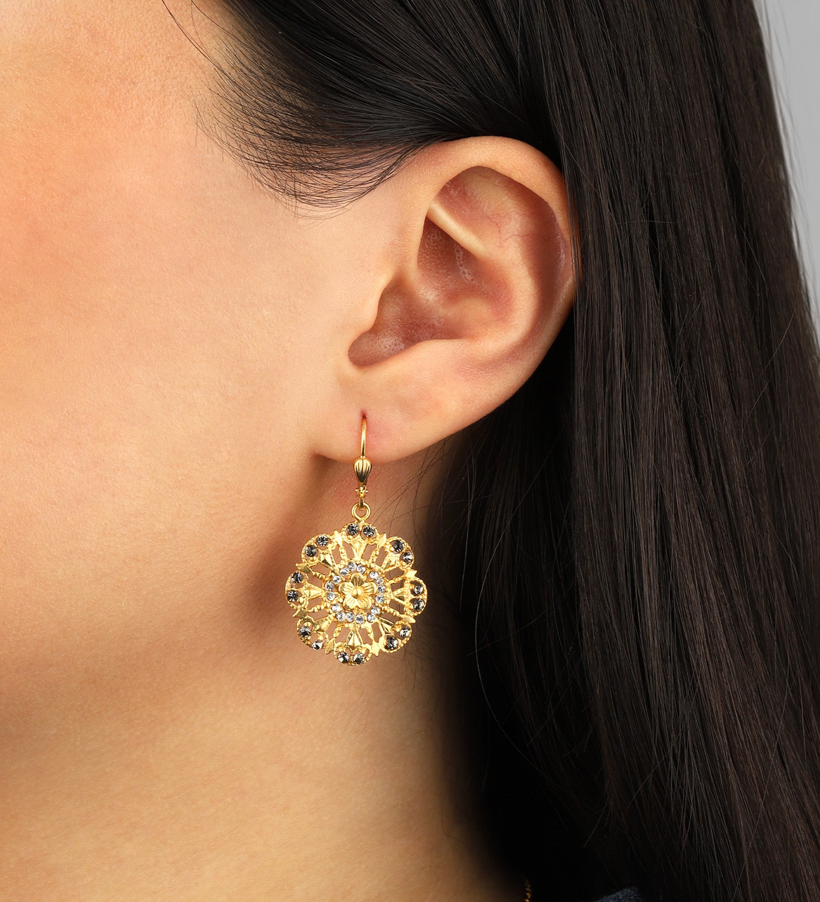 La Vie Parisienne-Small Filigree Flower Hooks-Earrings-Blue Ruby Jewellery-Vancouver Canada