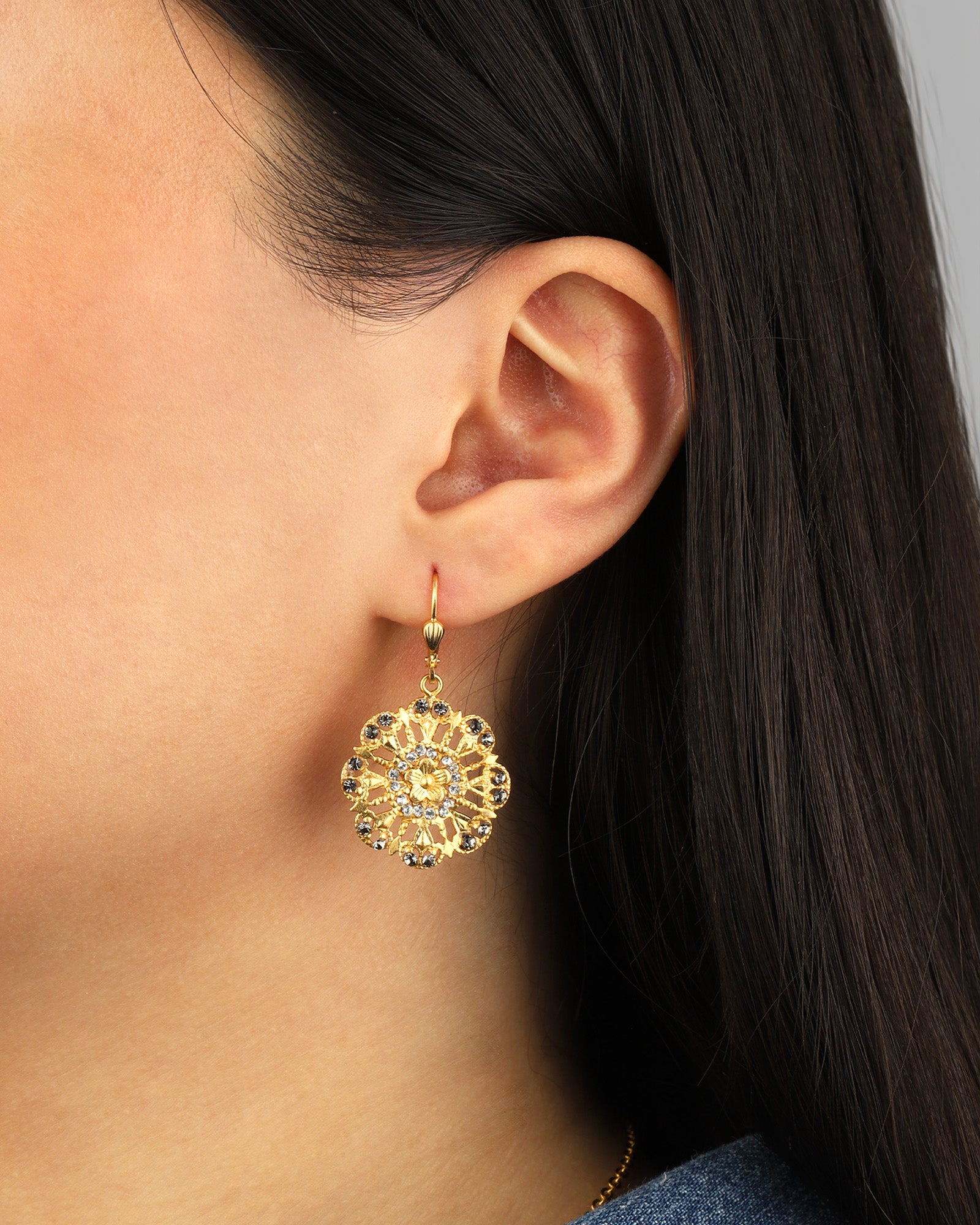 La Vie Parisienne-Small Filigree Flower Hooks-Earrings-Blue Ruby Jewellery-Vancouver Canada