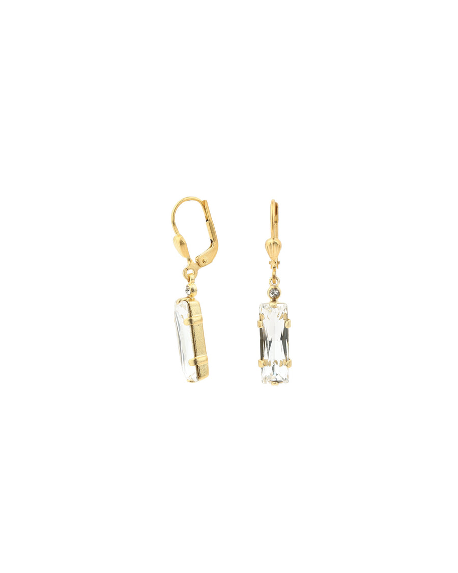 La Vie Parisienne-Baguette Hooks-Earrings-14k Gold Plated, Shade Crystal-Blue Ruby Jewellery-Vancouver Canada