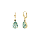 La Vie Parisienne-Teardrop Crystal Hooks-Earrings-14k Gold Plated, Fountain Crystal-Blue Ruby Jewellery-Vancouver Canada