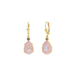 La Vie Parisienne-Teardrop Crystal Hooks-Earrings-14k Gold Plated, Dusty Pink Crystal-Blue Ruby Jewellery-Vancouver Canada