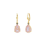 La Vie Parisienne-Teardrop Crystal Hooks-Earrings-14k Gold Plated, Dusty Pink Crystal-Blue Ruby Jewellery-Vancouver Canada