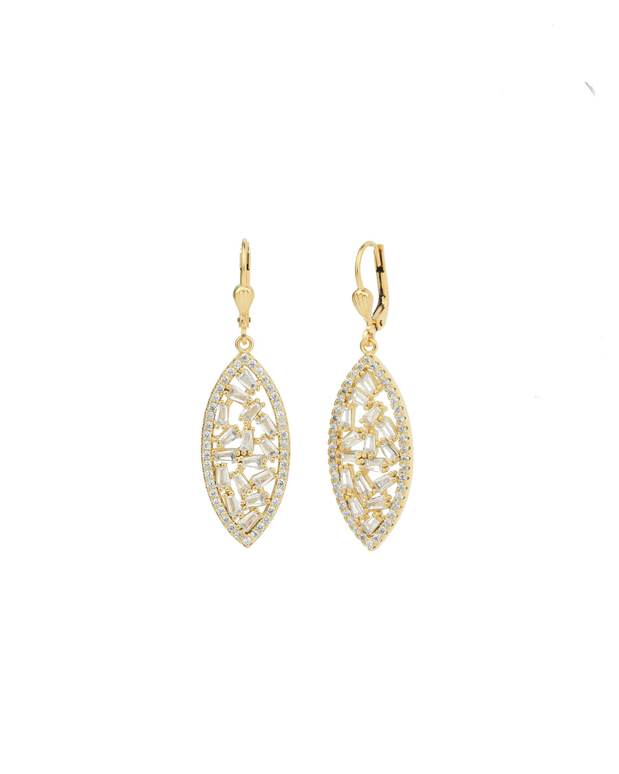 Marquise Mixed Crystal Hooks 14k Gold Plated, White Crystal
