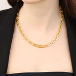 La Vie Parisienne-Oval Link Single Ring Necklace-Necklaces-14k Gold Plated-Blue Ruby Jewellery-Vancouver Canada