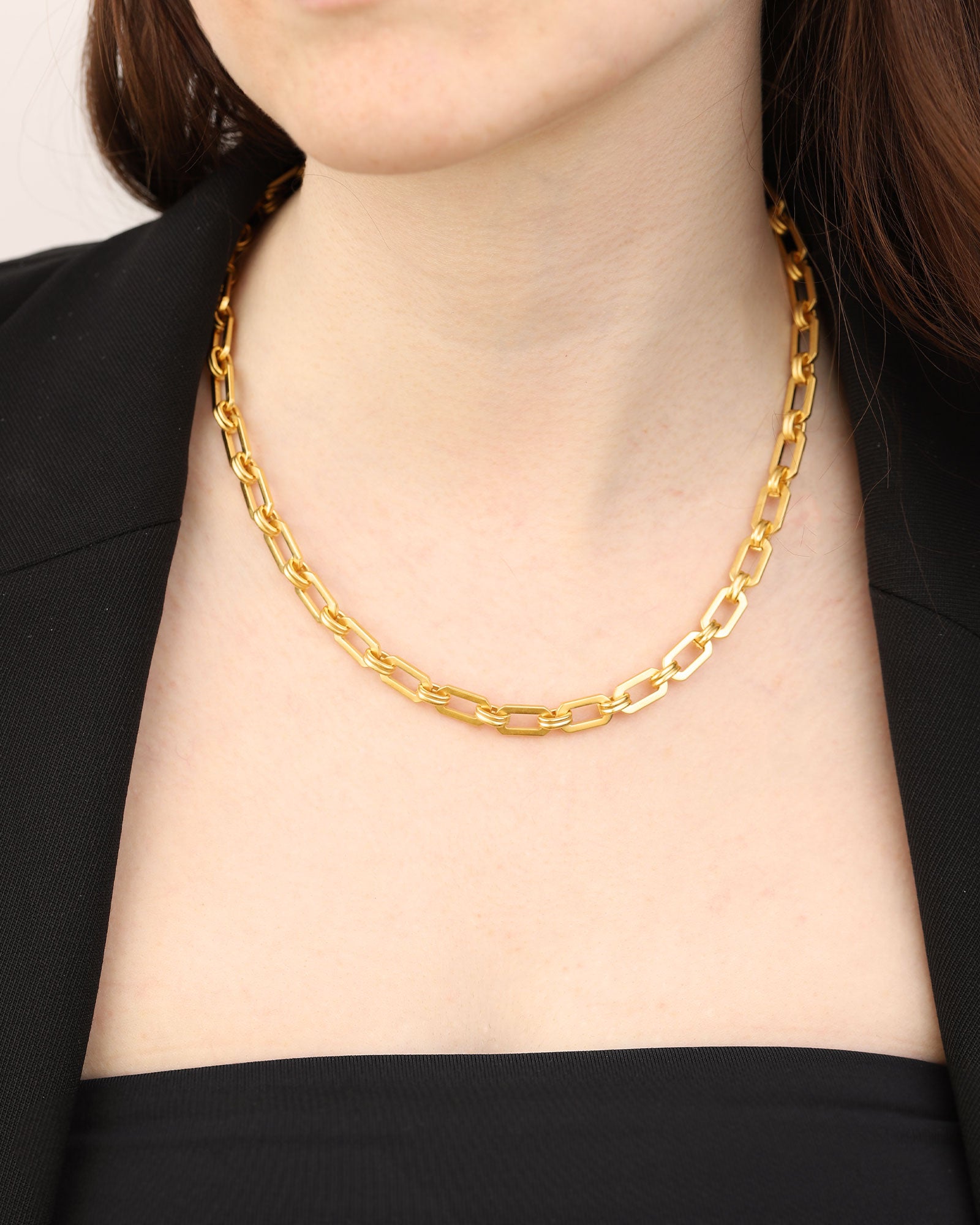 La Vie Parisienne-Oval Link Single Ring Necklace-Necklaces-14k Gold Plated-Blue Ruby Jewellery-Vancouver Canada