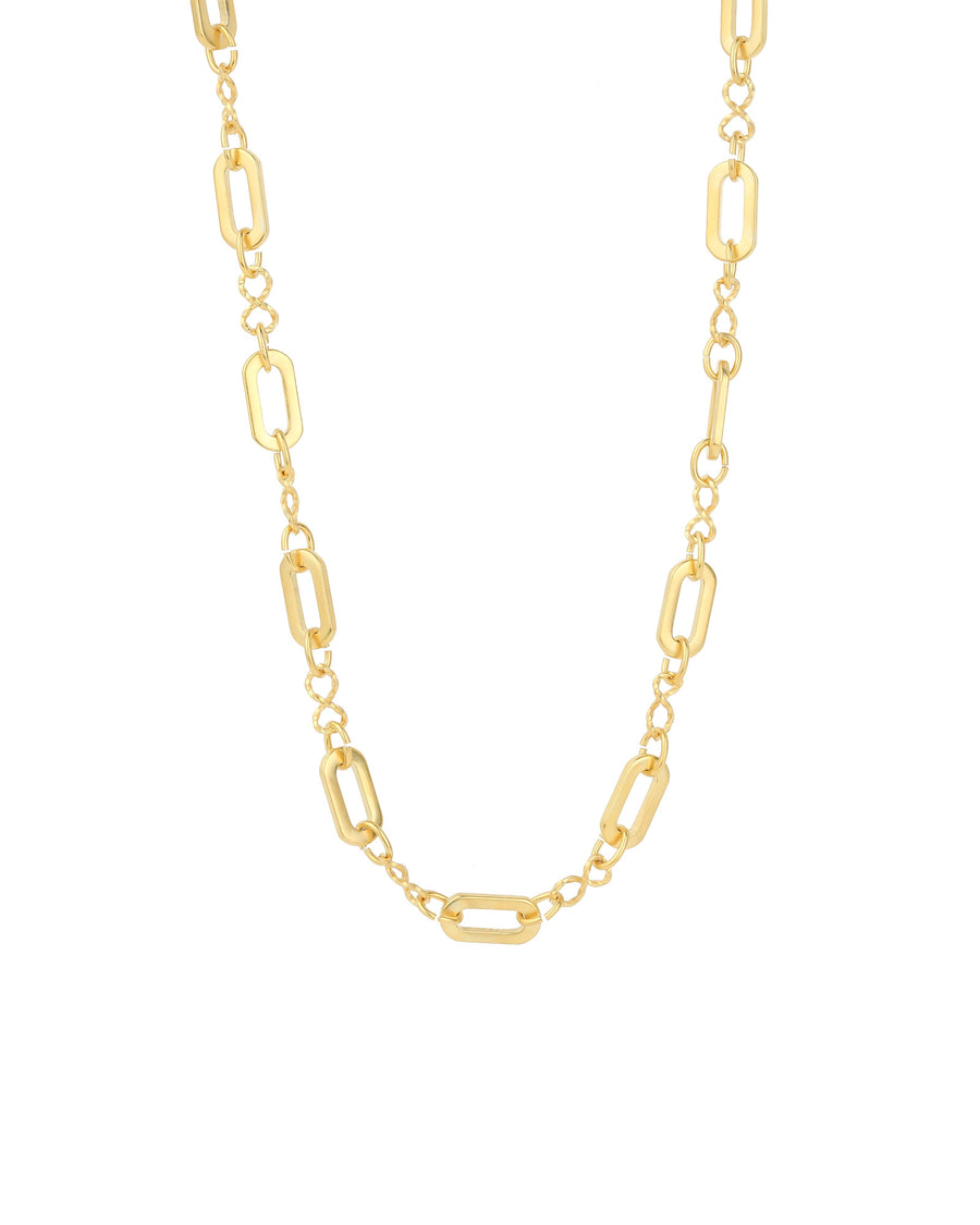 Oval Link Double Ring Necklace 14k Gold Plated