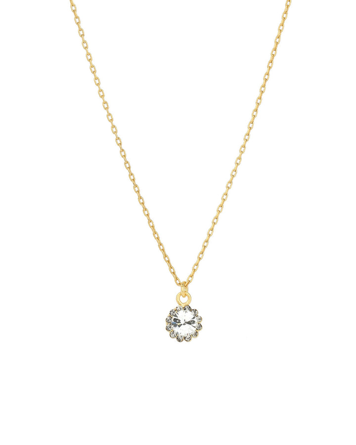 La Vie Parisienne-Round Halo Necklace-Necklaces-14k Gold Plated, White Crystal-Blue Ruby Jewellery-Vancouver Canada