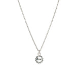 La Vie Parisienne-Round Halo Necklace-Necklaces-Silver Plated, White Crystal-Blue Ruby Jewellery-Vancouver Canada