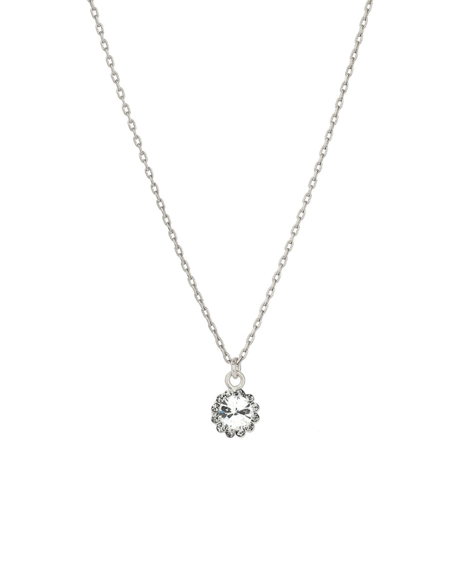 La Vie Parisienne-Round Halo Necklace-Necklaces-Silver Plated, White Crystal-Blue Ruby Jewellery-Vancouver Canada
