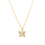 La Vie Parisienne-Butterfly Pavé Necklace-Necklaces-14k Gold Plated, White Crystal-Blue Ruby Jewellery-Vancouver Canada