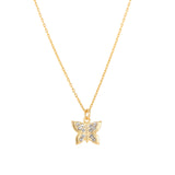 La Vie Parisienne-Butterfly Pavé Necklace-Necklaces-14k Gold Plated, White Crystal-Blue Ruby Jewellery-Vancouver Canada