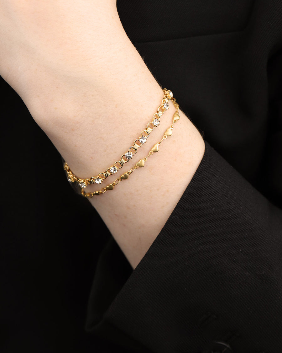 La Vie Parisienne-Small Link Crystal Bracelet-Bracelets-14k Gold Plated, White Crystal-Blue Ruby Jewellery-Vancouver Canada