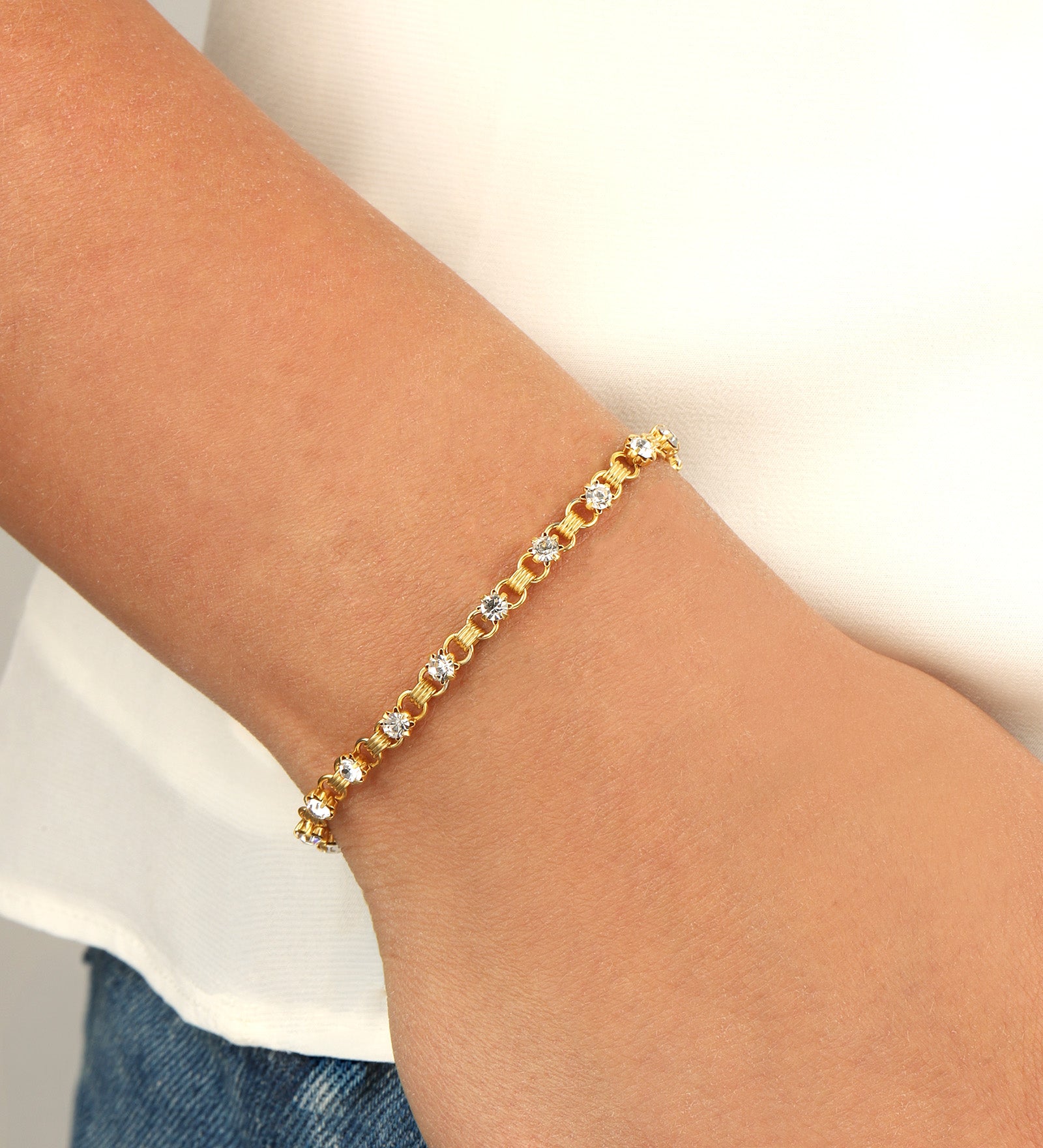 La Vie Parisienne-Small Link Crystal Bracelet-Bracelets-Blue Ruby Jewellery-Vancouver Canada
