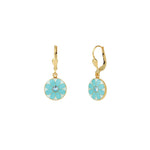 La Vie Parisienne-Flower Enamel Disc Hooks-Earrings-14k Gold Plated, Sky Enamel-Blue Ruby Jewellery-Vancouver Canada