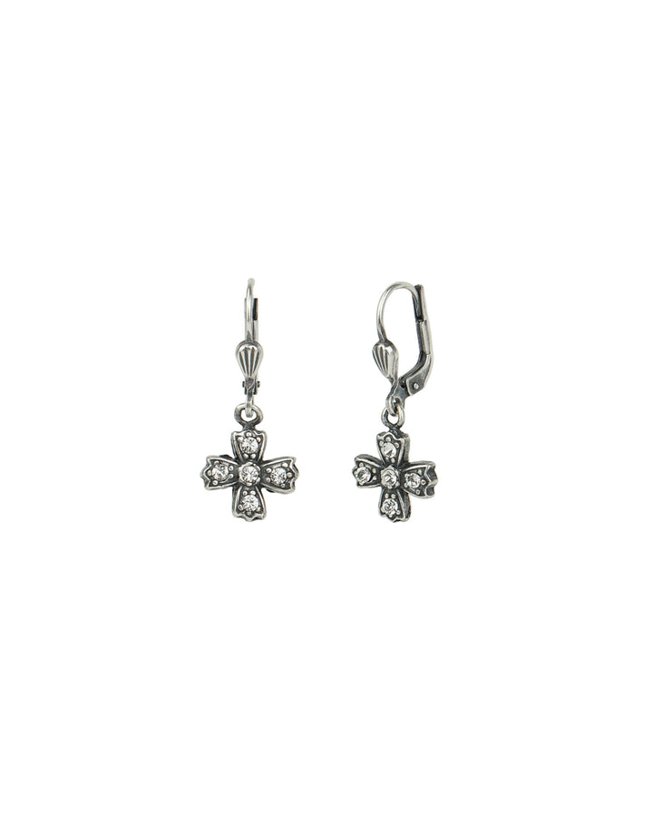 Crystal Cross Hooks Silver Plated, White Crystal