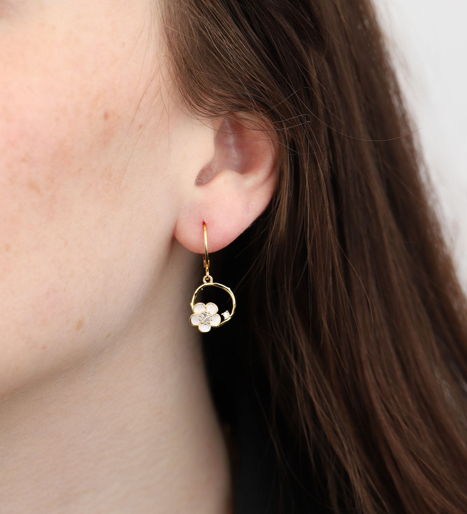 La Vie Parisienne-Enamel Flower Ring Drop Hooks-Earrings-Blue Ruby Jewellery-Vancouver Canada