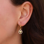 La Vie Parisienne-Pavé Heart Circle Hooks-Earrings-14k Gold Plated, White Crystal-Blue Ruby Jewellery-Vancouver Canada
