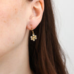 La Vie Parisienne-Snowflake Crystal Hooks-Earrings-14k Gold Plated, White Crystal-Blue Ruby Jewellery-Vancouver Canada