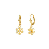 La Vie Parisienne-Snowflake Crystal Hooks-Earrings-14k Gold Plated, White Crystal-Blue Ruby Jewellery-Vancouver Canada