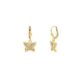 Pavé Butterfly Hooks 14k Gold Plated, White Crystal