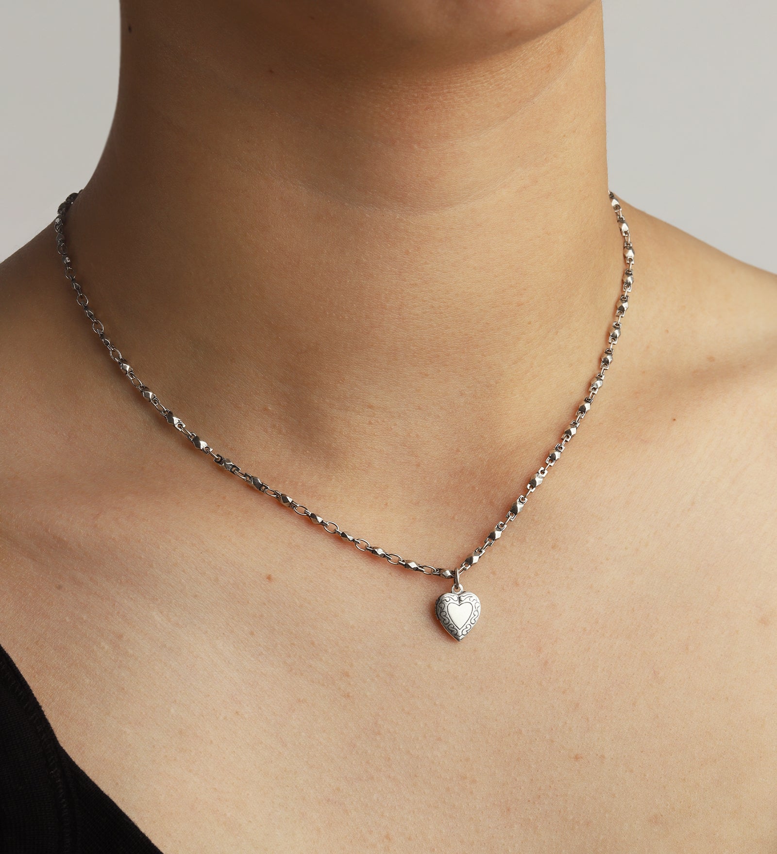 Heart Locket Necklace Silver Plated
