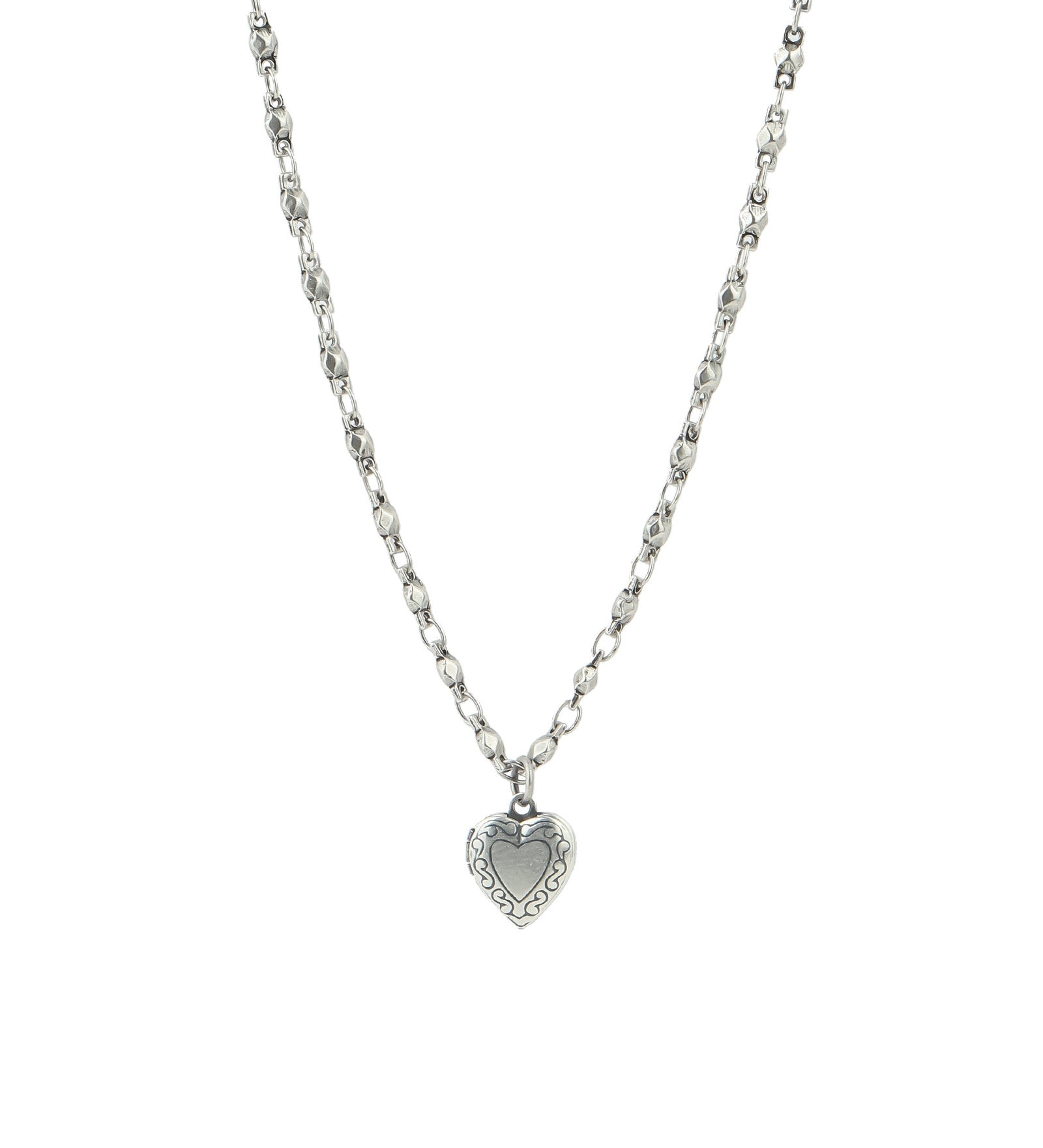 Heart Locket Necklace Silver Plated