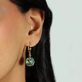 La Vie Parisienne-Round Crystal Hooks | 13mm-Earrings-14k Gold Plated, Fountain Crystal-Blue Ruby Jewellery-Vancouver Canada