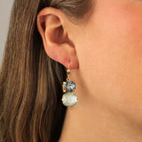 La Vie Parisienne-Two Round Crystal Hooks-Earrings-Blue Ruby Jewellery-Vancouver Canada