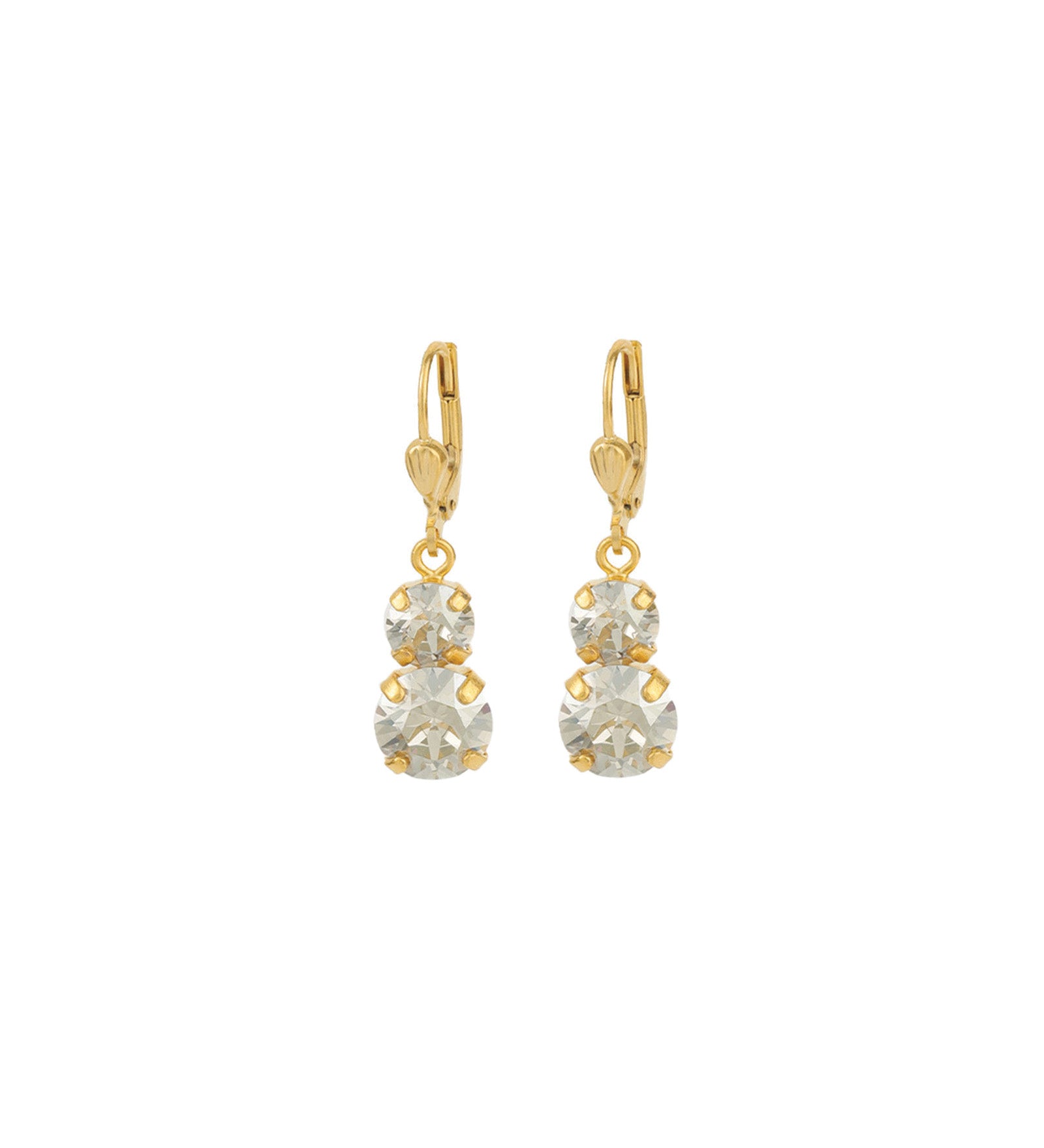 La Vie Parisienne-Graduated Round Crystal Hooks-Earrings-14k Gold Plated, Shade Crystal-Blue Ruby Jewellery-Vancouver Canada