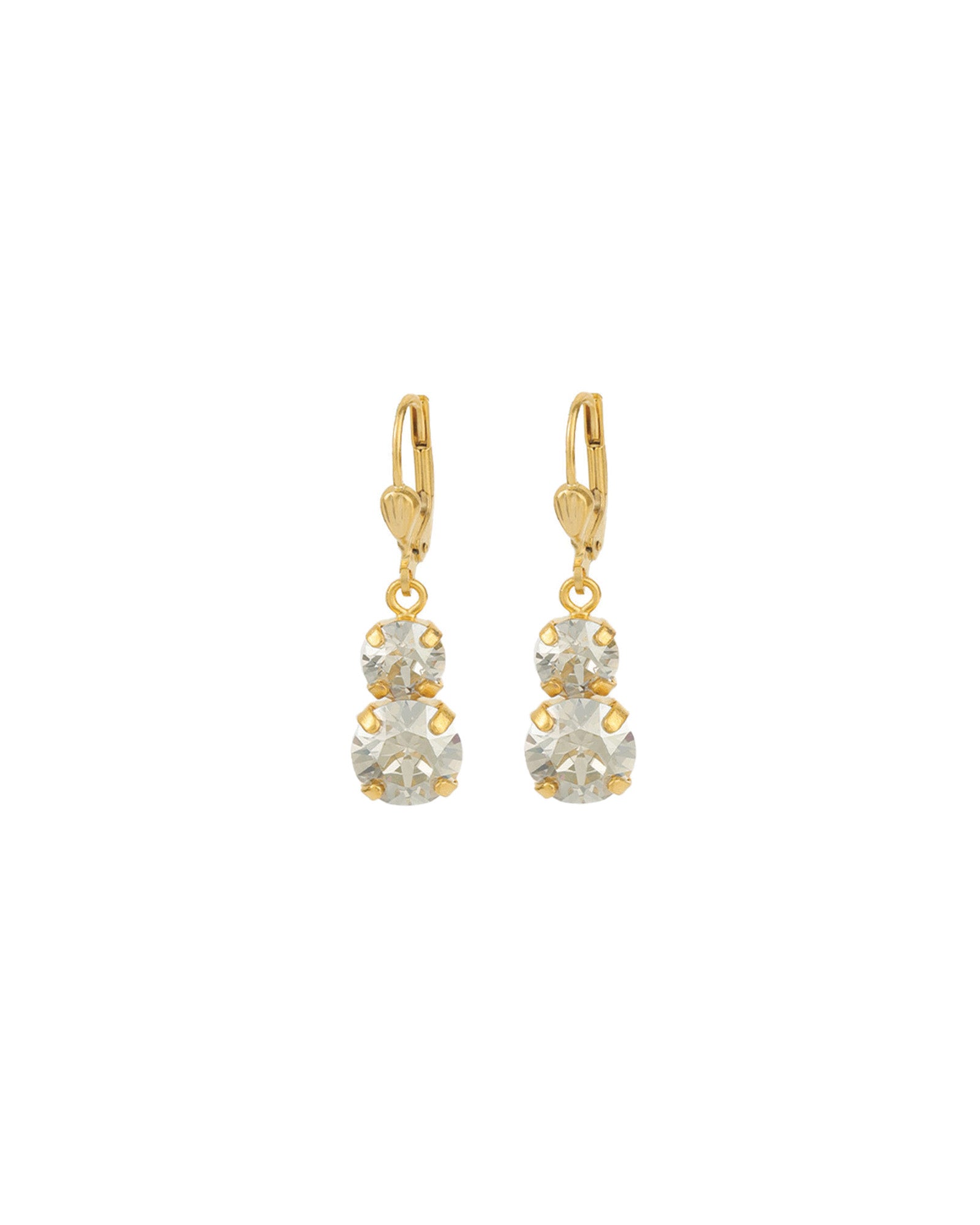 La Vie Parisienne-Graduated Round Crystal Hooks-Earrings-14k Gold Plated, Shade Crystal-Blue Ruby Jewellery-Vancouver Canada