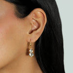La Vie Parisienne-Small Two Round Hooks-Earrings-14k Gold Plated, Shade Crystal-Blue Ruby Jewellery-Vancouver Canada