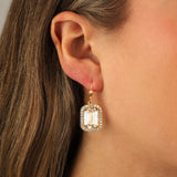 La Vie Parisienne-Rectangular Crystal Halo Hooks-Earrings-Blue Ruby Jewellery-Vancouver Canada